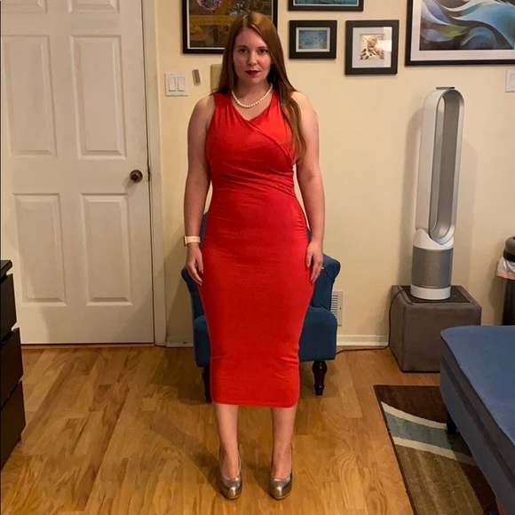 Michael Stars body hugging dress in red